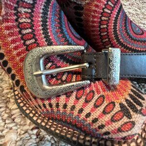 Lady Captiva Brown Belt, Engraved Silver Concho Southwest Cowgirl, Size Medium